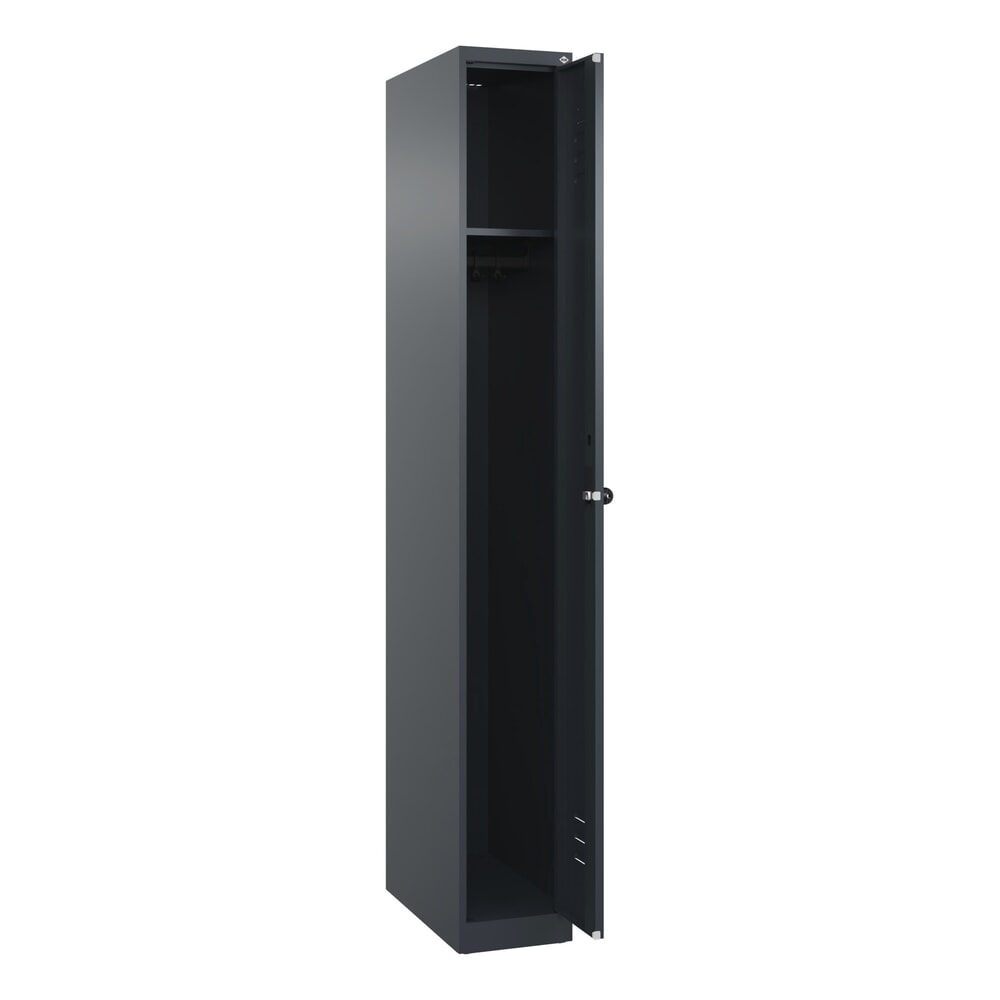 Produktabbildung: C+P Spind Classic PLUS, 1 Abteil, HxBxT 1.850 x 250 x 500 mm, anthrazitgrau, anthrazitgrau, für Vorhängeschloss, ohne Mitteltrennwand