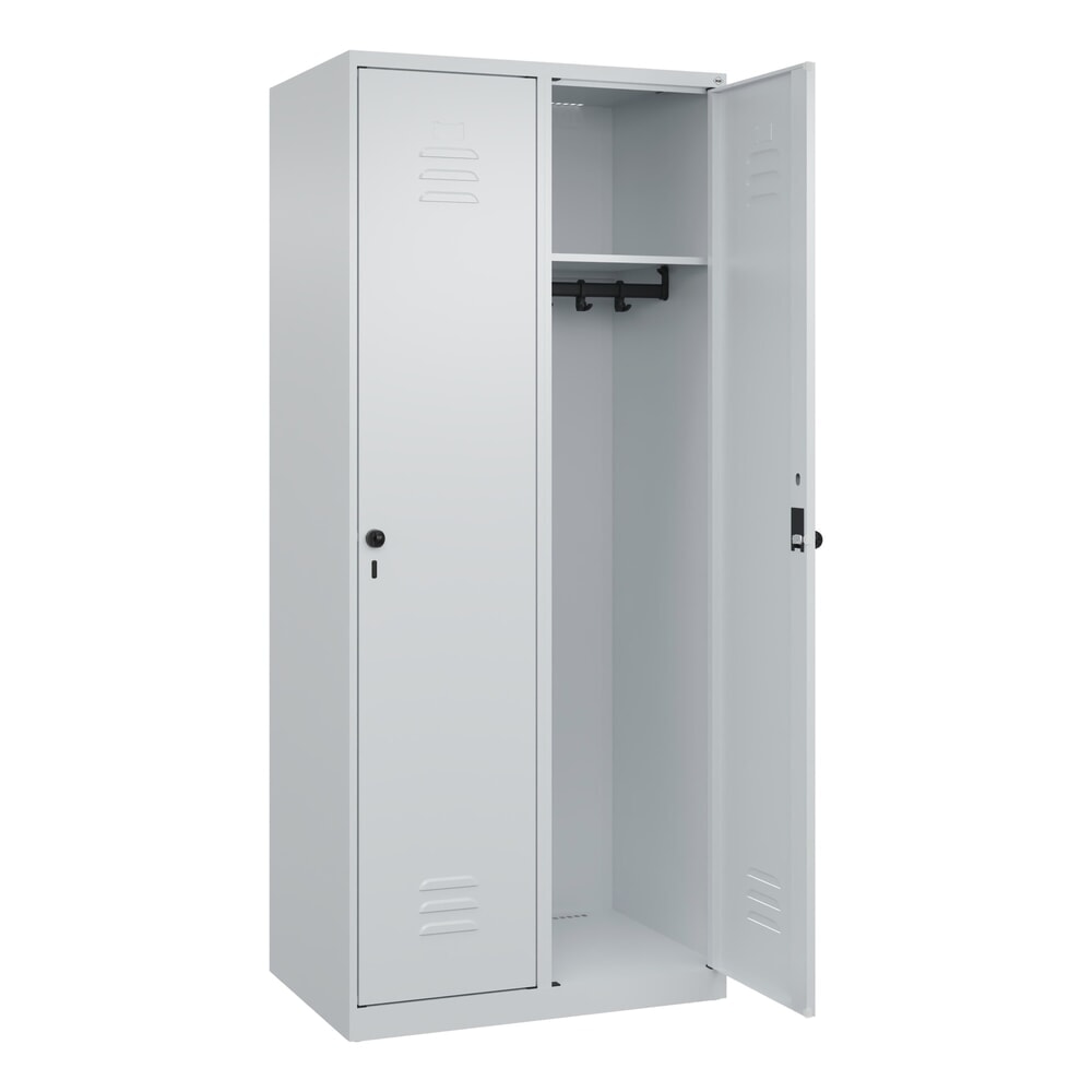 Produktabbildung Nr. 1: C+P Spind Classic PLUS, 2 Abteile, HxBxT 1.850 x 800 x 500 mm, lichtgrau, lichtgrau, für Vorhängeschloss, ohne Mitteltrennwand
