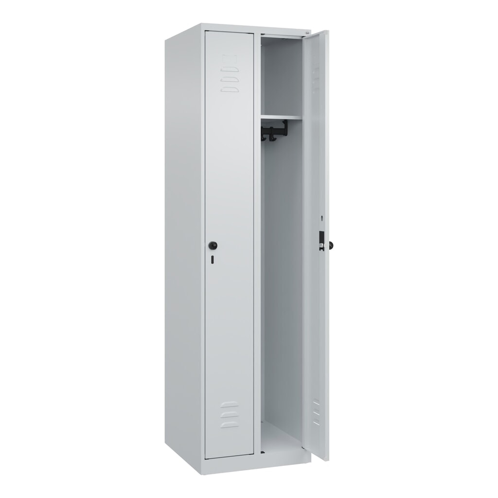 Produktabbildung Nr. 1: C+P Spind Classic PLUS, 2 Abteile, HxBxT 1.850 x 500 x 500 mm, lichtgrau, lichtgrau, für Vorhängeschloss, ohne Mitteltrennwand