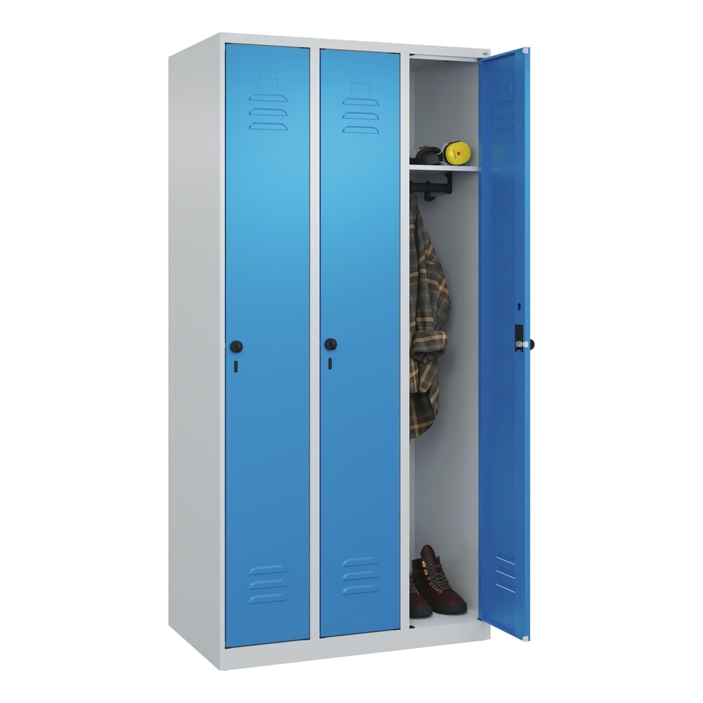 Produktabbildung Nr. 10: C+P Spind Classic PLUS, 3 Abteile, HxBxT 1.850 x 900 x 500 mm, lichtgrau, lichtblau, für Vorhängeschloss, ohne Mitteltrennwand