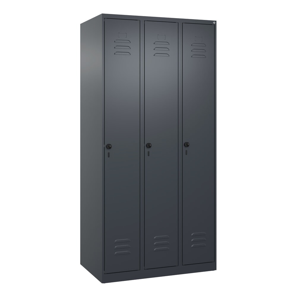 Produktabbildung Nr. 9: C+P Spind Classic PLUS, 3 Abteile, HxBxT 1.850 x 900 x 500 mm, anthrazitgrau, anthrazitgrau, für Vorhängeschloss, ohne Mitteltrennwand