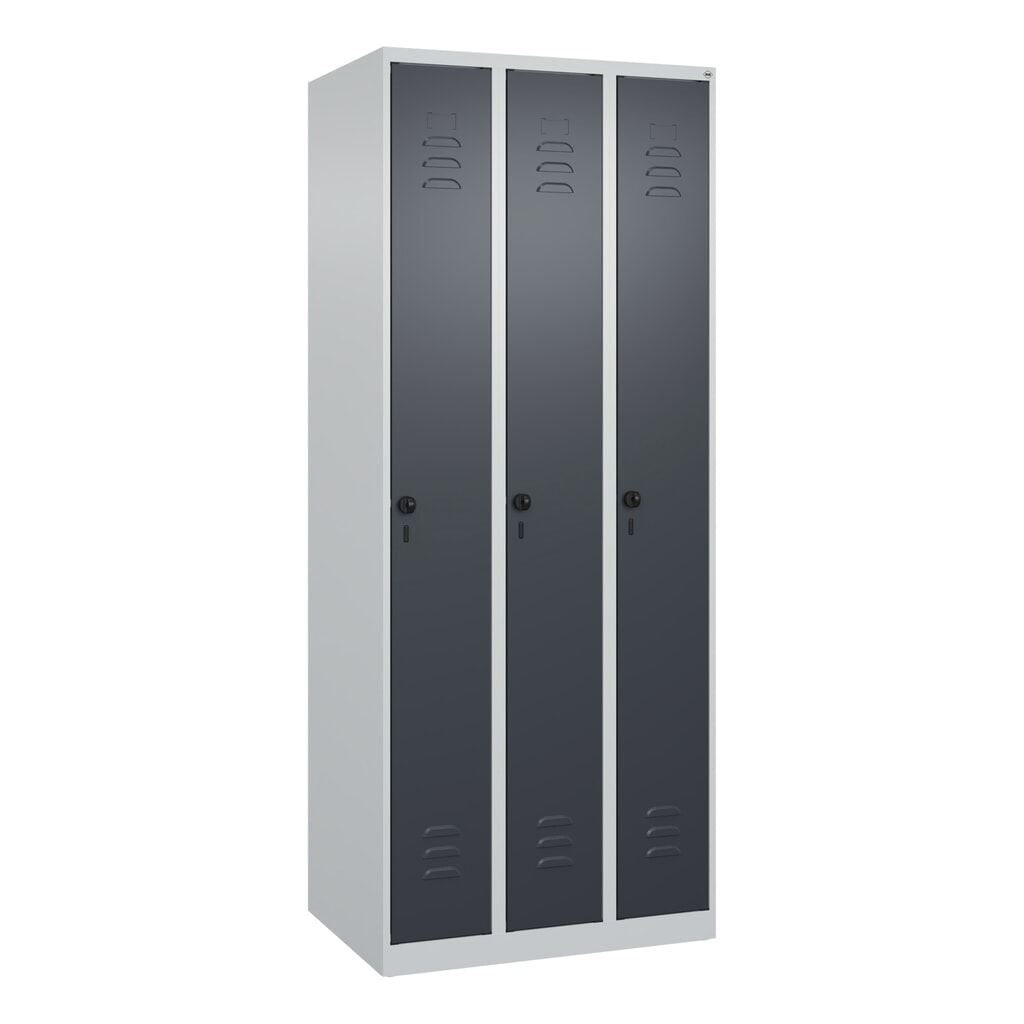 Produktabbildung Nr. 9: C+P Spind Classic PLUS, 3 Abteile, HxBxT 1.850 x 750 x 500 mm, lichtgrau, anthrazitgrau, für Vorhängeschloss, ohne Mitteltrennwand