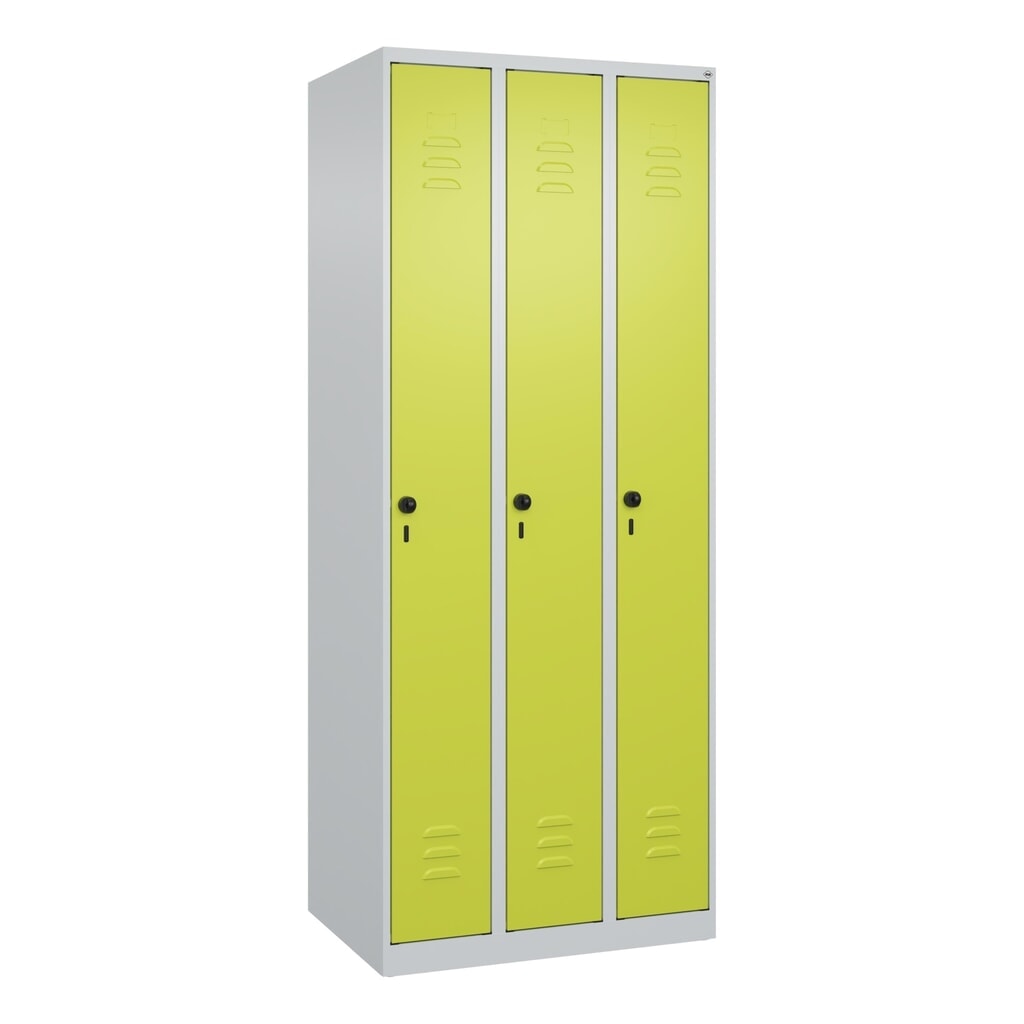 C+P Spind Classic PLUS, 3 Abteile, HxBxT 1.850 x 750 x 500 mm, lichtgrau, clowngrün, für Vorhängeschloss, ohne Mitteltrennwand Produktabbildung Nr. 9: C+P Spind Classic PLUS, 3 Abteile, HxBxT 1.850 x 750 x 500 mm, lichtgrau, clowngrün, für Vorhängeschloss, ohne Mitteltrennwand