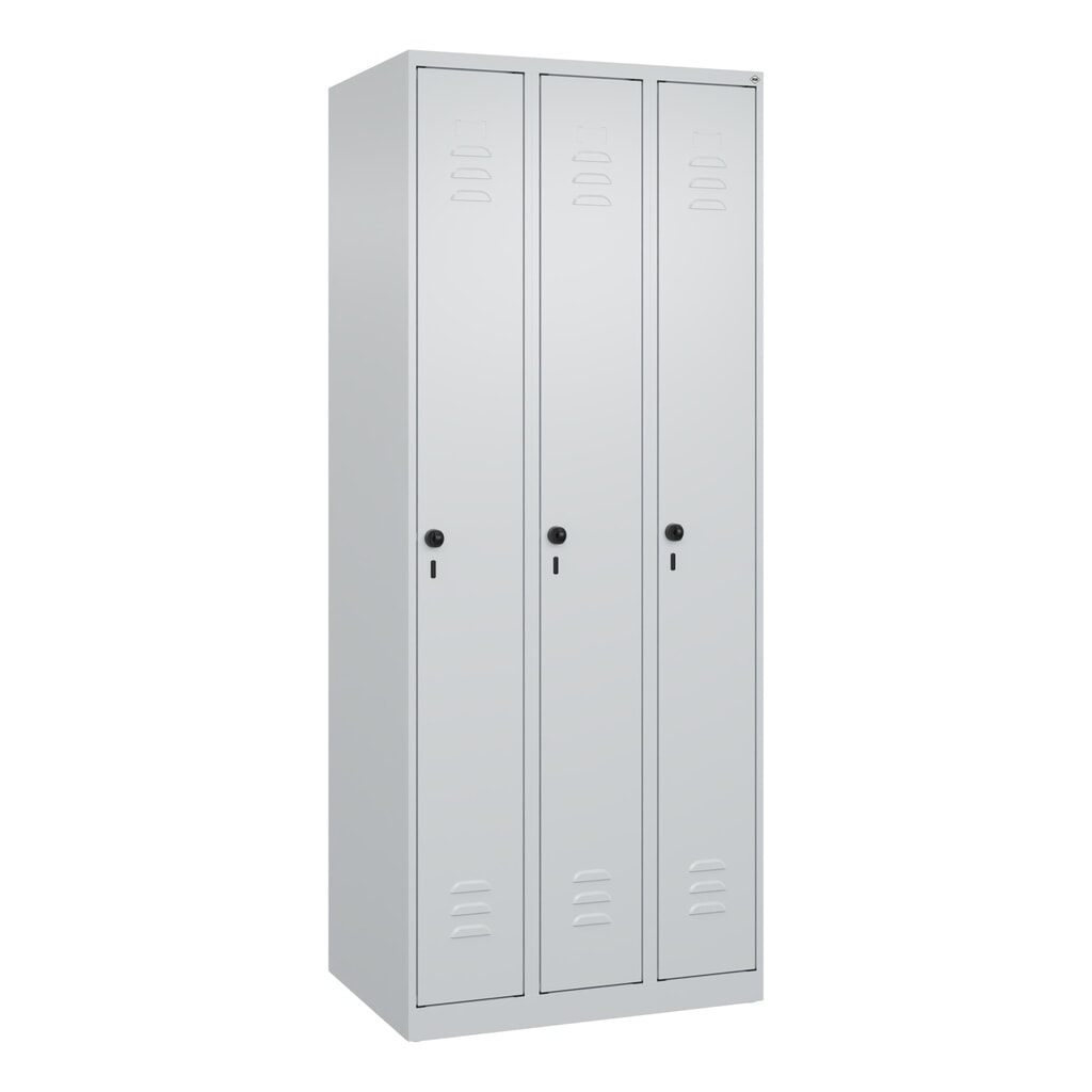 Produktabbildung Nr. 9: C+P Spind Classic PLUS, 3 Abteile, HxBxT 1.850 x 750 x 500 mm, lichtgrau, lichtgrau, für Vorhängeschloss, ohne Mitteltrennwand