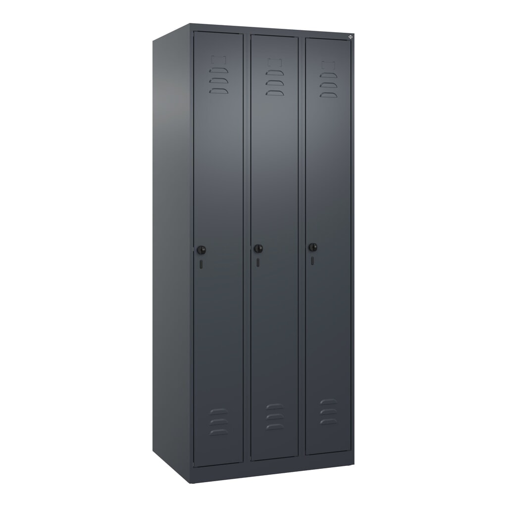 Produktabbildung Nr. 9: C+P Spind Classic PLUS, 3 Abteile, HxBxT 1.850 x 750 x 500 mm, anthrazitgrau, anthrazitgrau, für Vorhängeschloss, ohne Mitteltrennwand