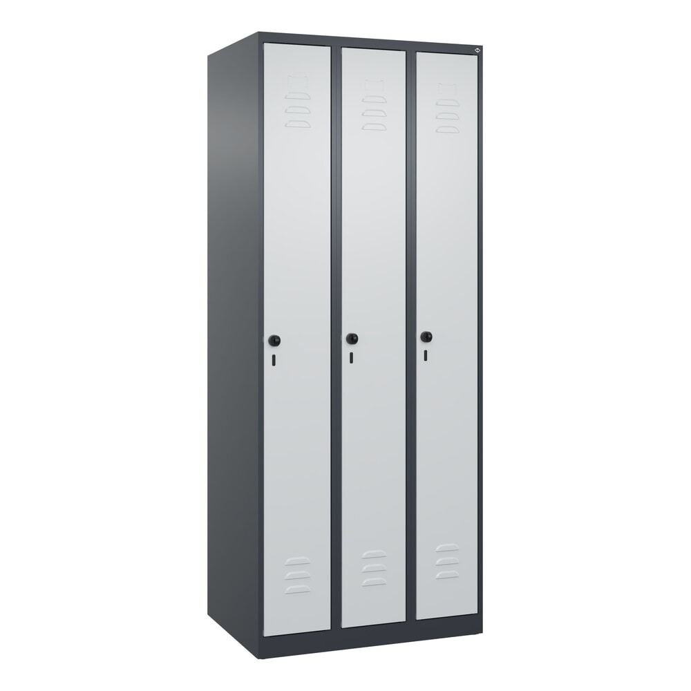 Produktabbildung Nr. 9: C+P Spind Classic PLUS, 3 Abteile, HxBxT 1.850 x 750 x 500 mm, anthrazitgrau, lichtgrau, für Vorhängeschloss, ohne Mitteltrennwand