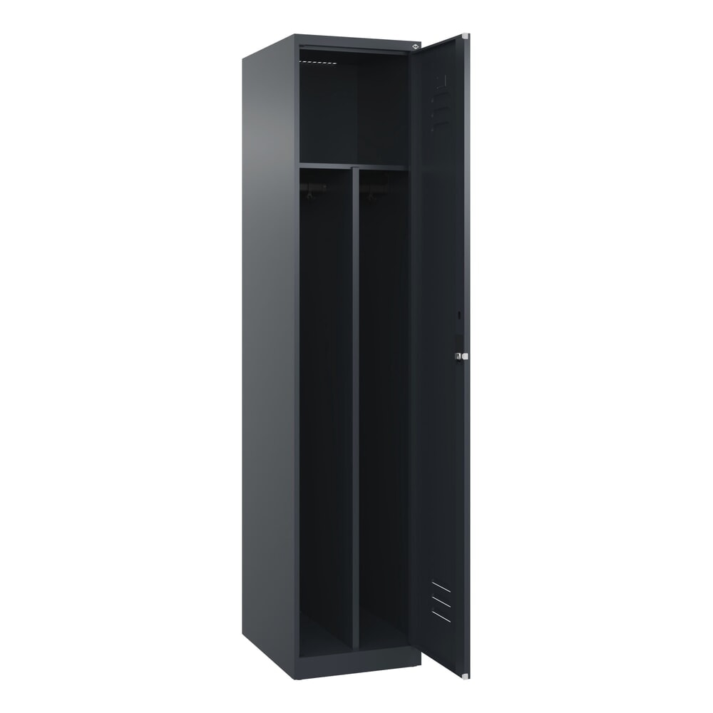 Produktabbildung: C+P Spind Classic PLUS, 1 Abteil, HxBxT 1.850 x 400 x 500 mm, anthrazitgrau, anthrazitgrau, Zylinderschloss, mit Mitteltrennwand