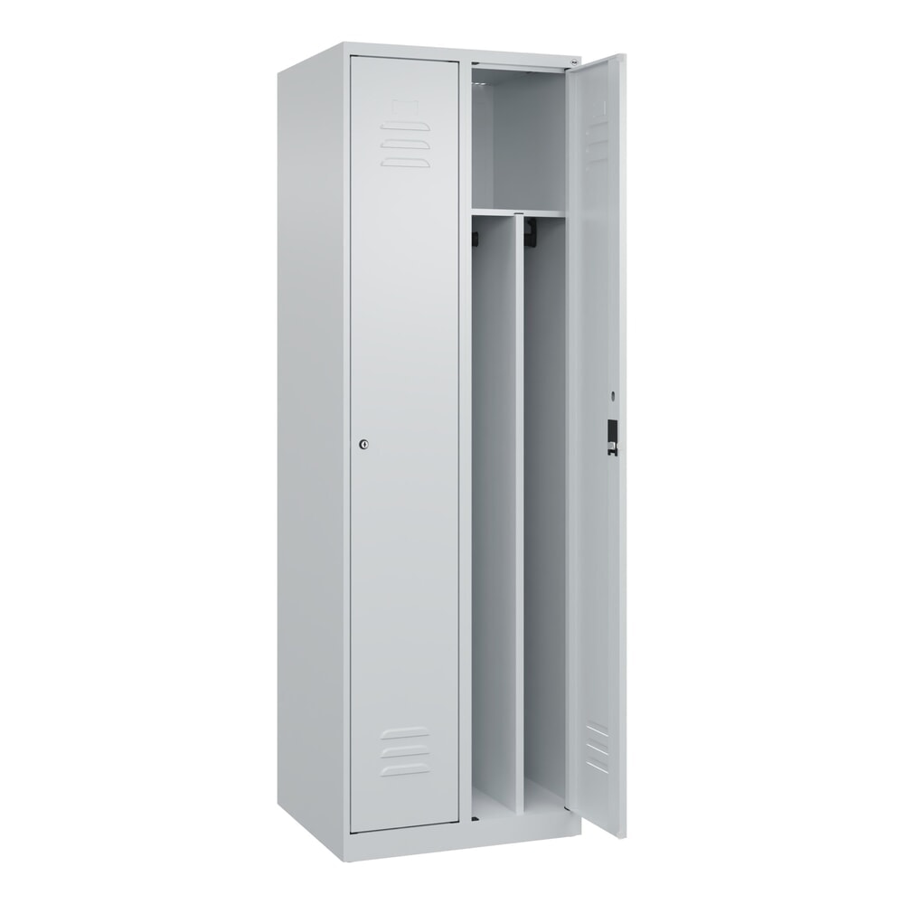Produktabbildung: C+P Spind Classic PLUS, 2 Abteile, HxBxT 1.850 x 600 x 500 mm, lichtgrau, lichtgrau, Zylinderschloss, mit Mitteltrennwand