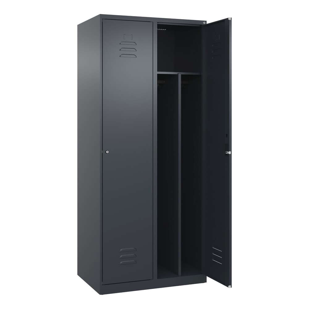 Produktabbildung: C+P Spind Classic PLUS, 2 Abteile, HxBxT 1.850 x 800 x 500 mm, anthrazitgrau, anthrazitgrau, Zylinderschloss, mit Mitteltrennwand