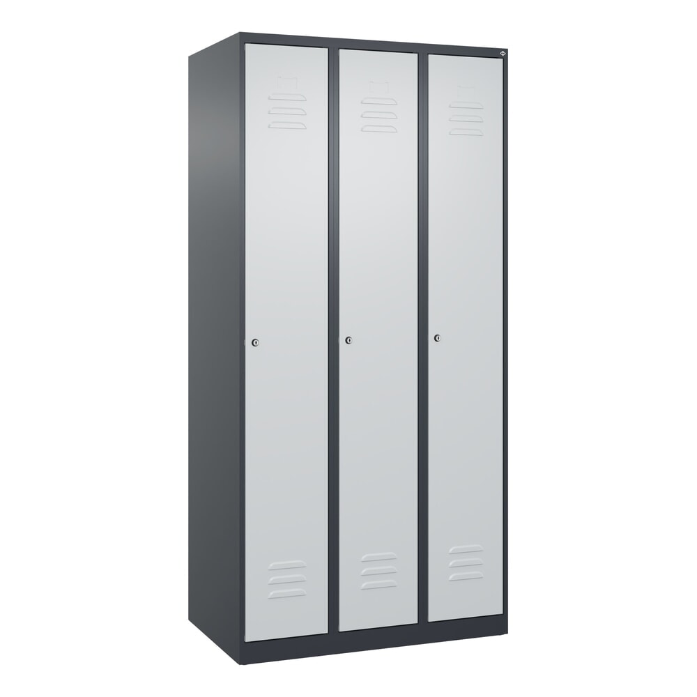 Produktabbildung Nr. 9: C+P Spind Classic PLUS, 3 Abteile, HxBxT 1.850 x 900 x 500 mm, anthrazitgrau, lichtgrau, Zylinderschloss, mit Mitteltrennwand