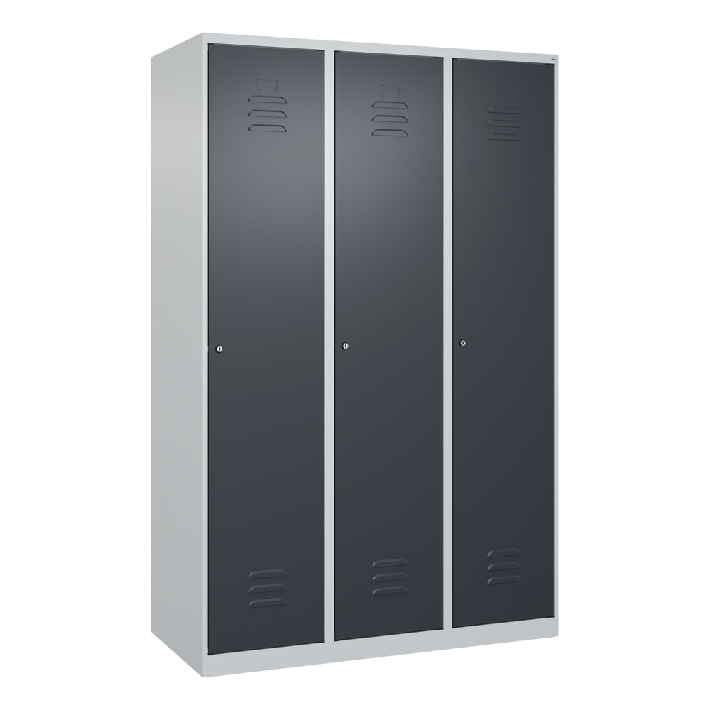 Produktabbildung Nr. 8: C+P Spind Classic PLUS, 3 Abteile, HxBxT 1.850 x 1.200 x 500 mm, lichtgrau, anthrazitgrau, Zylinderschloss, mit Mitteltrennwand