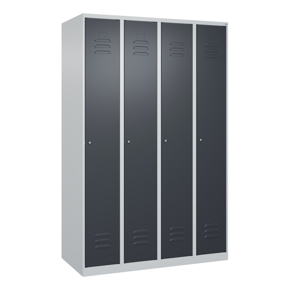 Produktabbildung Nr. 8: C+P Spind Classic PLUS, 4 Abteile, HxBxT 1.850 x 1.200 x 500 mm, lichtgrau, anthrazitgrau, Zylinderschloss, mit Mitteltrennwand