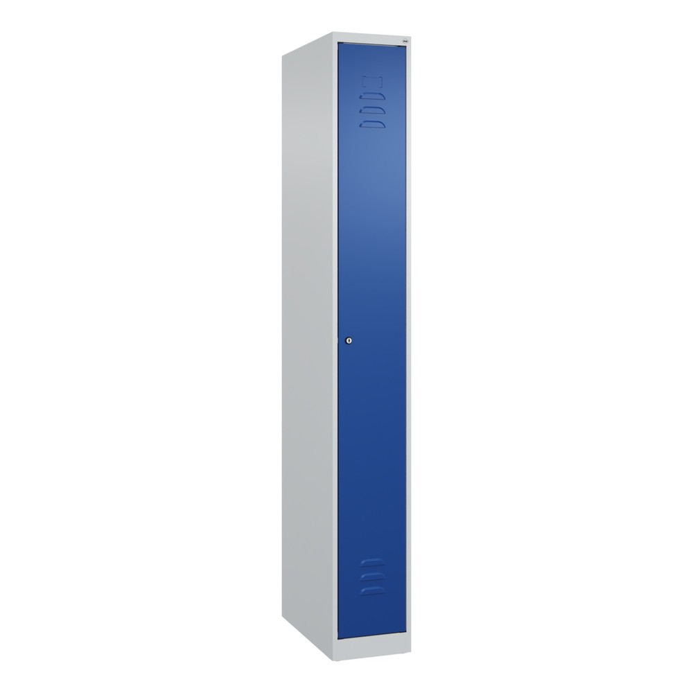 Produktabbildung: C+P Spind Classic PLUS, 1 Abteil, HxBxT 1.850 x 250 x 500 mm, lichtgrau, enzianblau, Zylinderschloss, ohne Mitteltrennwand