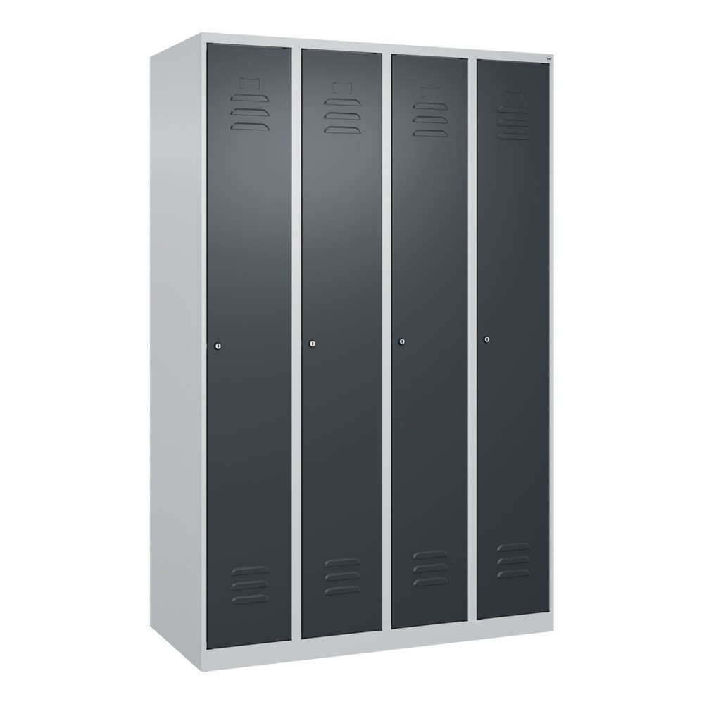 Produktabbildung: C+P Spind Classic PLUS, 4 Abteile, HxBxT 1.850 x 1.200 x 500 mm, lichtgrau, anthrazitgrau, Zylinderschloss, ohne Mitteltrennwand