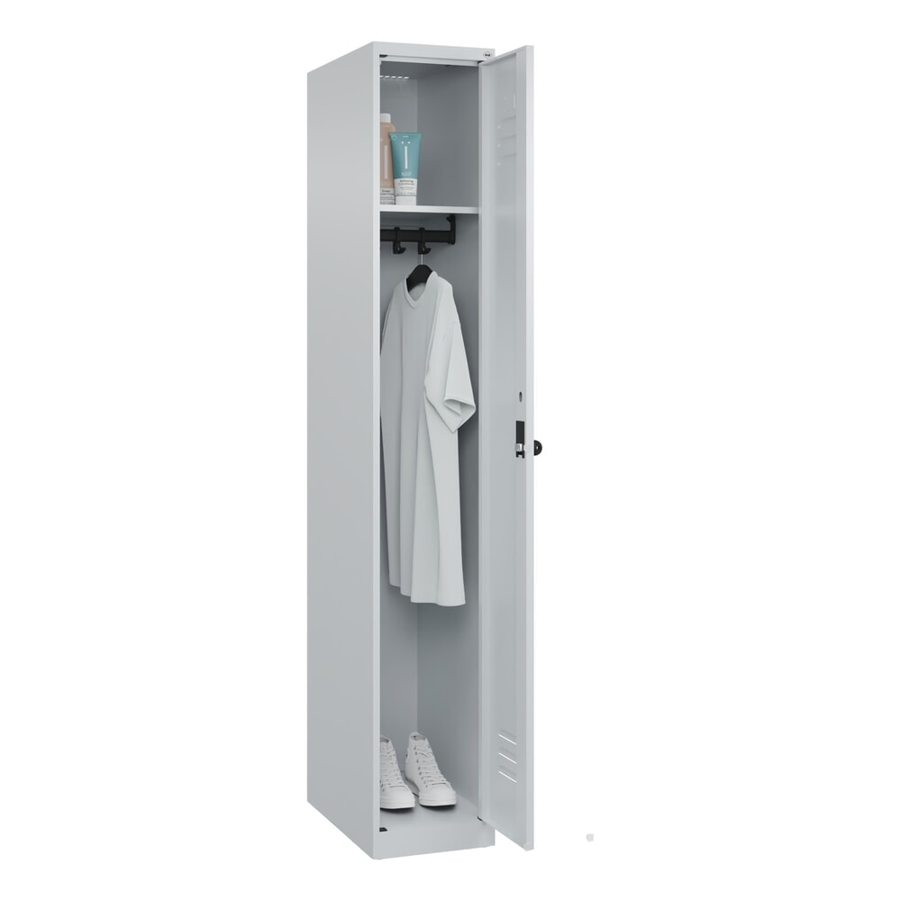 Produktabbildung Nr. 9: C+P Spind Classic PLUS, 1 Abteil, HxBxT 1.850 x 300 x 500 mm, lichtgrau, lichtgrau, Zylinderschloss, ohne Mitteltrennwand