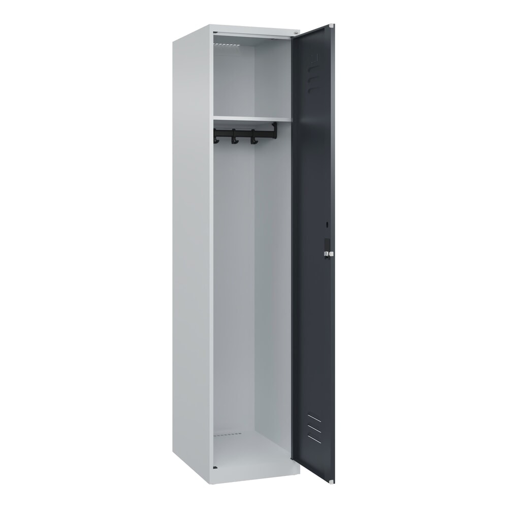 C+P Spind Classic PLUS, 1 Abteil, HxBxT 1.850 x 400 x 500 mm, lichtgrau, anthrazitgrau, Zylinderschloss, ohne Mitteltrennwand Produktabbildung Nr. 1: C+P Spind Classic PLUS, 1 Abteil, HxBxT 1.850 x 400 x 500 mm, lichtgrau, anthrazitgrau, Zylinderschloss, ohne Mitteltrennwand