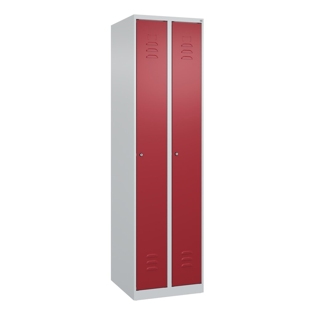 C+P Spind Classic PLUS, 2 Abteile, HxBxT 1.850 x 500 x 500 mm, lichtgrau, rubinrot, Zylinderschloss, ohne Mitteltrennwand Produktabbildung Nr. 9: C+P Spind Classic PLUS, 2 Abteile, HxBxT 1.850 x 500 x 500 mm, lichtgrau, rubinrot, Zylinderschloss, ohne Mitteltrennwand