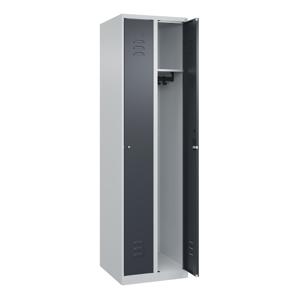 Produktabbildung Nr. 1: C+P Spind Classic PLUS, 2 Abteile, HxBxT 1.850 x 500 x 500 mm, lichtgrau, anthrazitgrau, Zylinderschloss, ohne Mitteltrennwand