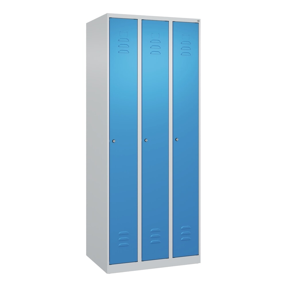 Produktabbildung Nr. 9: C+P Spind Classic PLUS, 3 Abteile, HxBxT 1.850 x 750 x 500 mm, lichtgrau, lichtblau, Zylinderschloss, ohne Mitteltrennwand