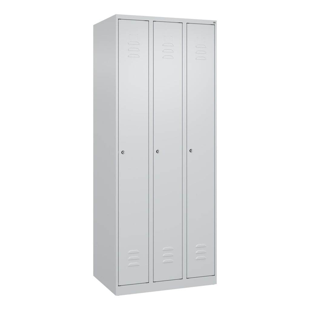Produktabbildung Nr. 9: C+P Spind Classic PLUS, 3 Abteile, HxBxT 1.850 x 750 x 500 mm, lichtgrau, lichtgrau, Zylinderschloss, ohne Mitteltrennwand