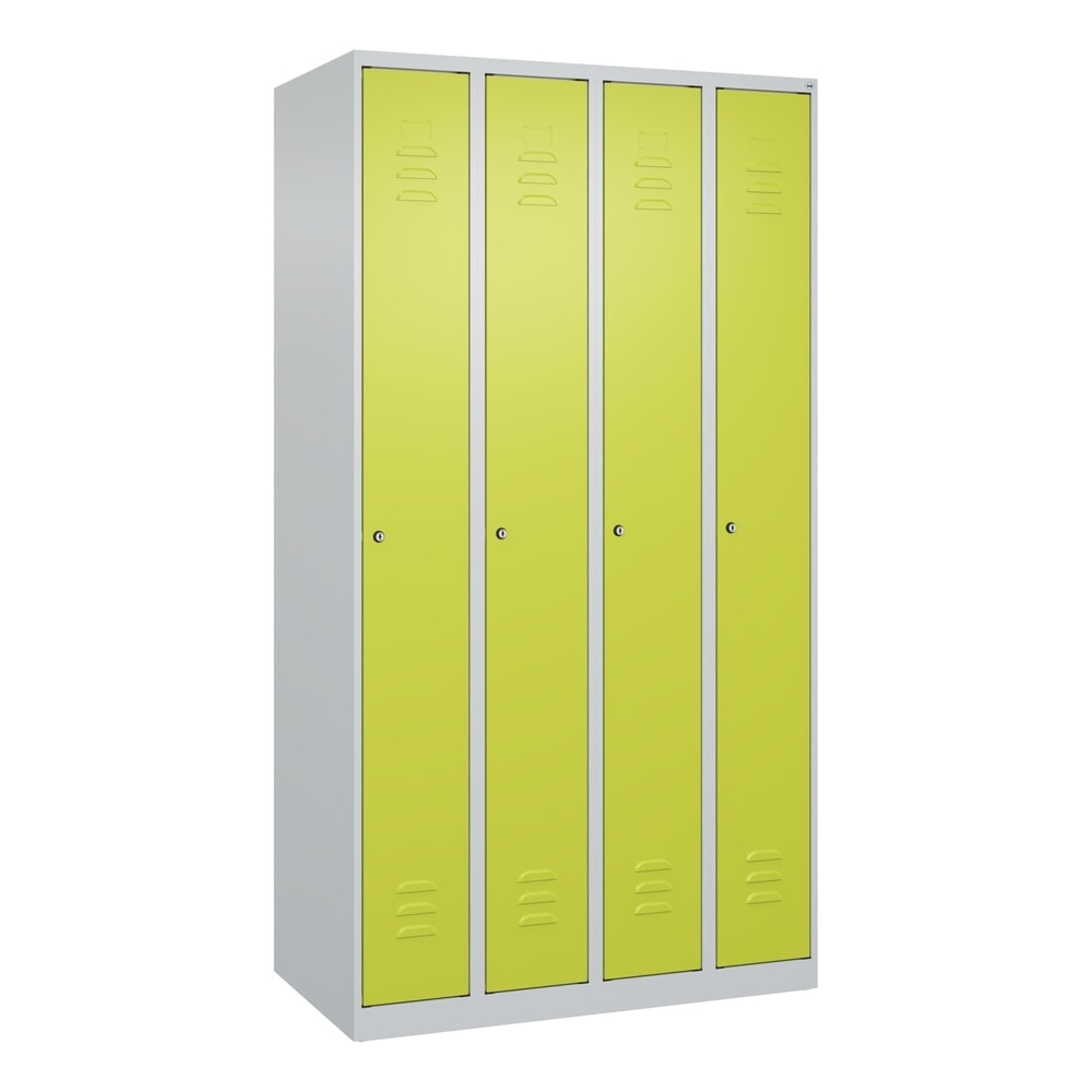 Produktabbildung Nr. 9: C+P Spind Classic PLUS, 4 Abteile, HxBxT 1.850 x 1.000 x 500 mm, lichtgrau, clowngrün, Zylinderschloss, ohne Mitteltrennwand