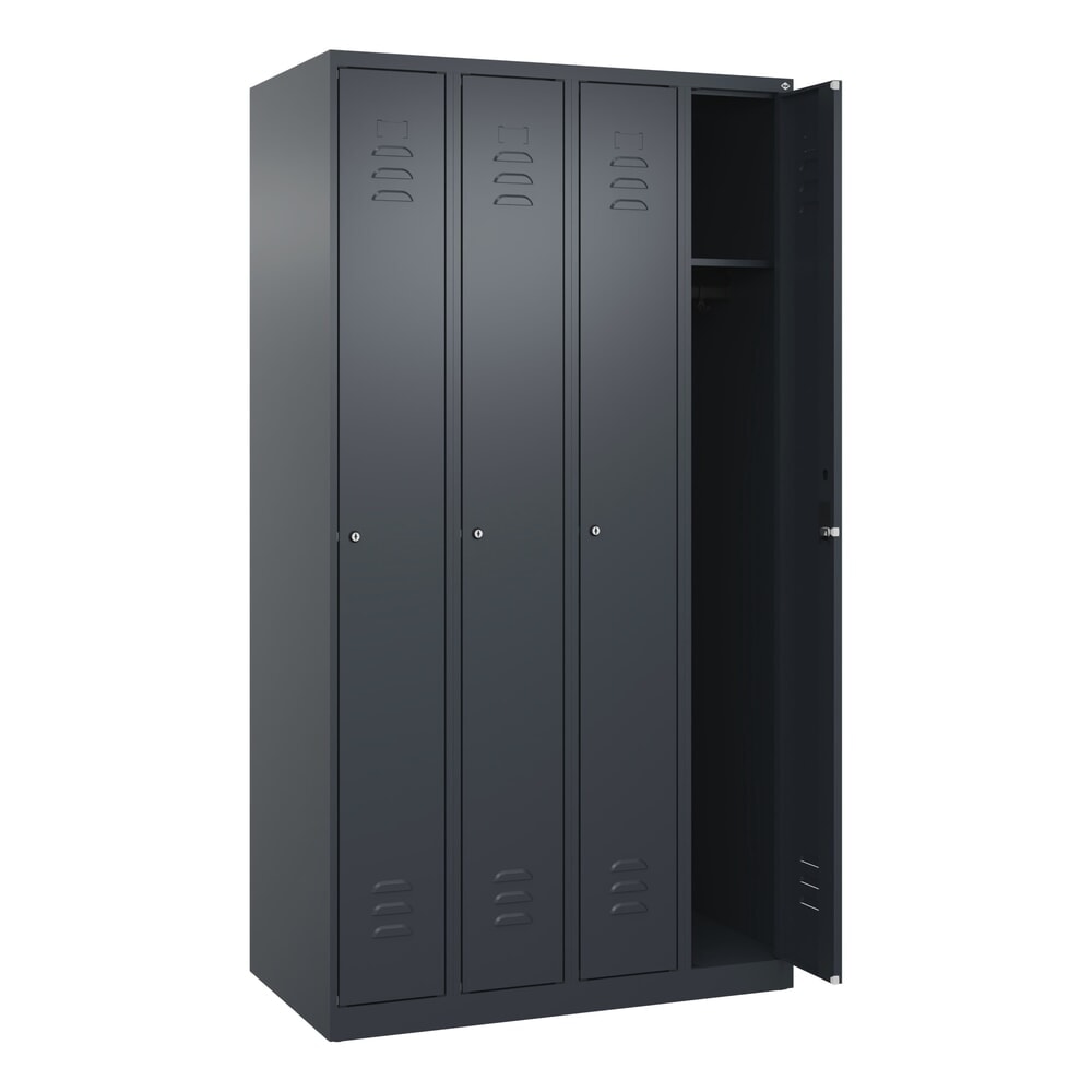 C+P Spind Classic PLUS, 4 Abteile, HxBxT 1.850 x 1.000 x 500 mm, anthrazitgrau, anthrazitgrau, Zylinderschloss, ohne Mitteltrennwand Produktabbildung: C+P Spind Classic PLUS, 4 Abteile, HxBxT 1.850 x 1.000 x 500 mm, anthrazitgrau, anthrazitgrau, Zylinderschloss, ohne Mitteltrennwand