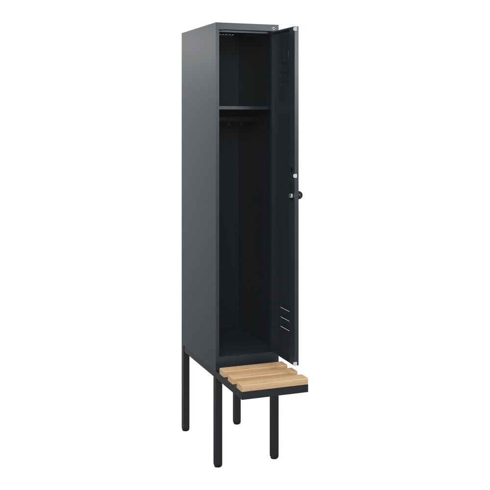 C+P Spind Classic PLUS, 1 Abteil, HxBxT 1.950 x 300 x 815 mm, für Vorhängeschloss, auskragende Bank aus Buche, anthrazitgrau, anthrazitgrau Produktabbildung Nr. 1: C+P Spind Classic PLUS, 1 Abteil, HxBxT 1.950 x 300 x 815 mm, für Vorhängeschloss, auskragende Bank aus Buche, anthrazitgrau, anthrazitgrau