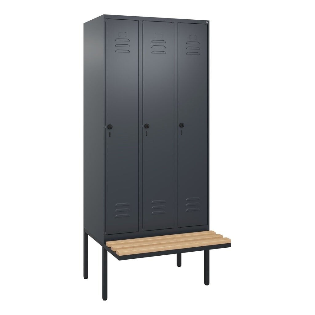C+P Spind Classic PLUS, 3 Abteile, Trennwand, HxBxT 2.120 x 900 x 815 mm, für Vorhängeschloss, auskragende Bank aus Buche, anthrazitgrau, anthrazitgrau Produktabbildung Nr. 9: C+P Spind Classic PLUS, 3 Abteile, Trennwand, HxBxT 2.120 x 900 x 815 mm, für Vorhängeschloss, auskragende Bank aus Buche, anthrazitgrau, anthrazitgrau