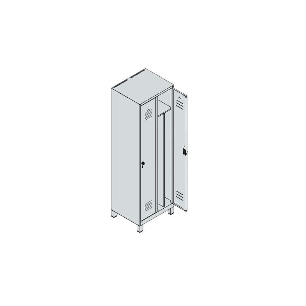 Produktabbildung Nr. 8: C+P Spind Classic PLUS, Füße, 2 Abteile, HxBxT 1.950 x 600 x 500 mm, anthrazitgrau, lichtgrau, Zylinderschloss, mit Mitteltrennwand