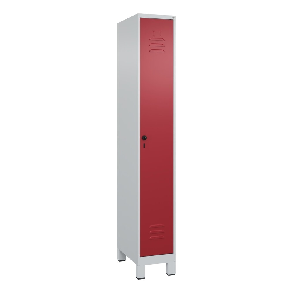 Produktabbildung Nr. 9: C+P Spind Classic PLUS, Füße, 1 Abteil, HxBxT 1.950 x 300 x 500 mm, lichtgrau, rubinrot, für Vorhängeschloss, mit Mitteltrennwand