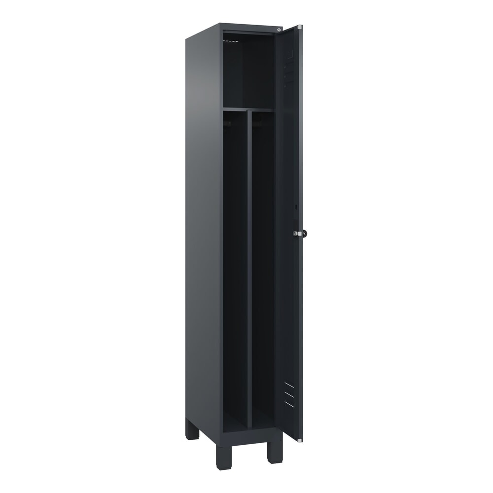 Produktabbildung: C+P Spind Classic PLUS, Füße, 1 Abteil, HxBxT 1.950 x 300 x 500 mm, anthrazitgrau, anthrazitgrau, für Vorhängeschloss, mit Mitteltrennwand
