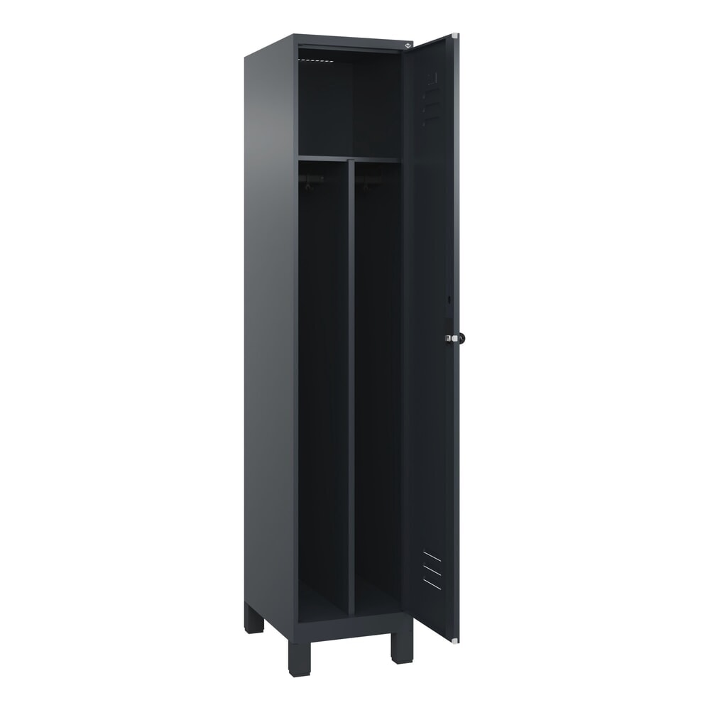 Produktabbildung: C+P Spind Classic PLUS, Füße, 1 Abteil, HxBxT 1.950 x 400 x 500 mm, anthrazitgrau, anthrazitgrau, für Vorhängeschloss, mit Mitteltrennwand