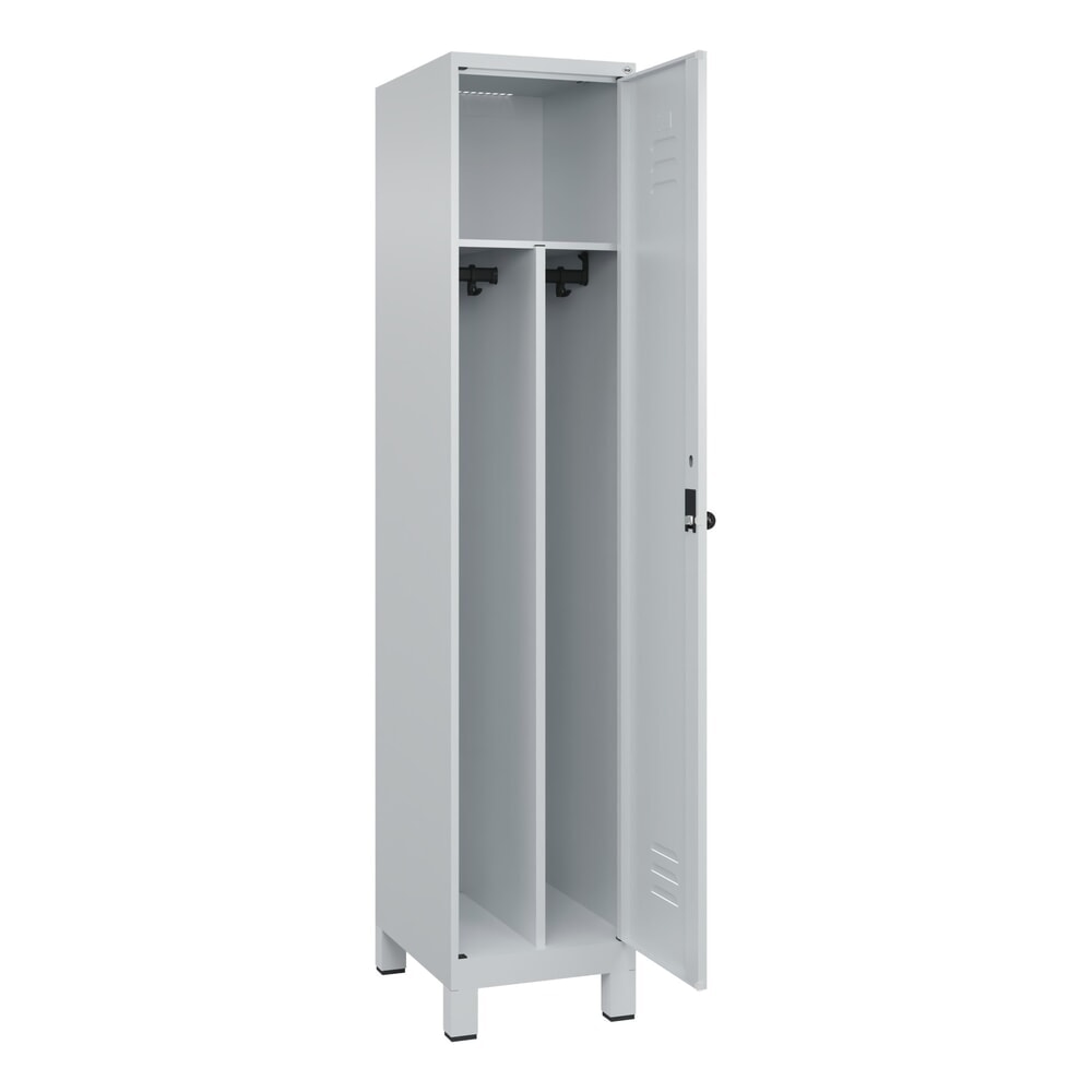 C+P Spind Classic PLUS, Füße, 1 Abteil, HxBxT 1.950 x 400 x 500 mm, lichtgrau, lichtgrau, für Vorhängeschloss, mit Mitteltrennwand Produktabbildung Nr. 1: C+P Spind Classic PLUS, Füße, 1 Abteil, HxBxT 1.950 x 400 x 500 mm, lichtgrau, lichtgrau, für Vorhängeschloss, mit Mitteltrennwand