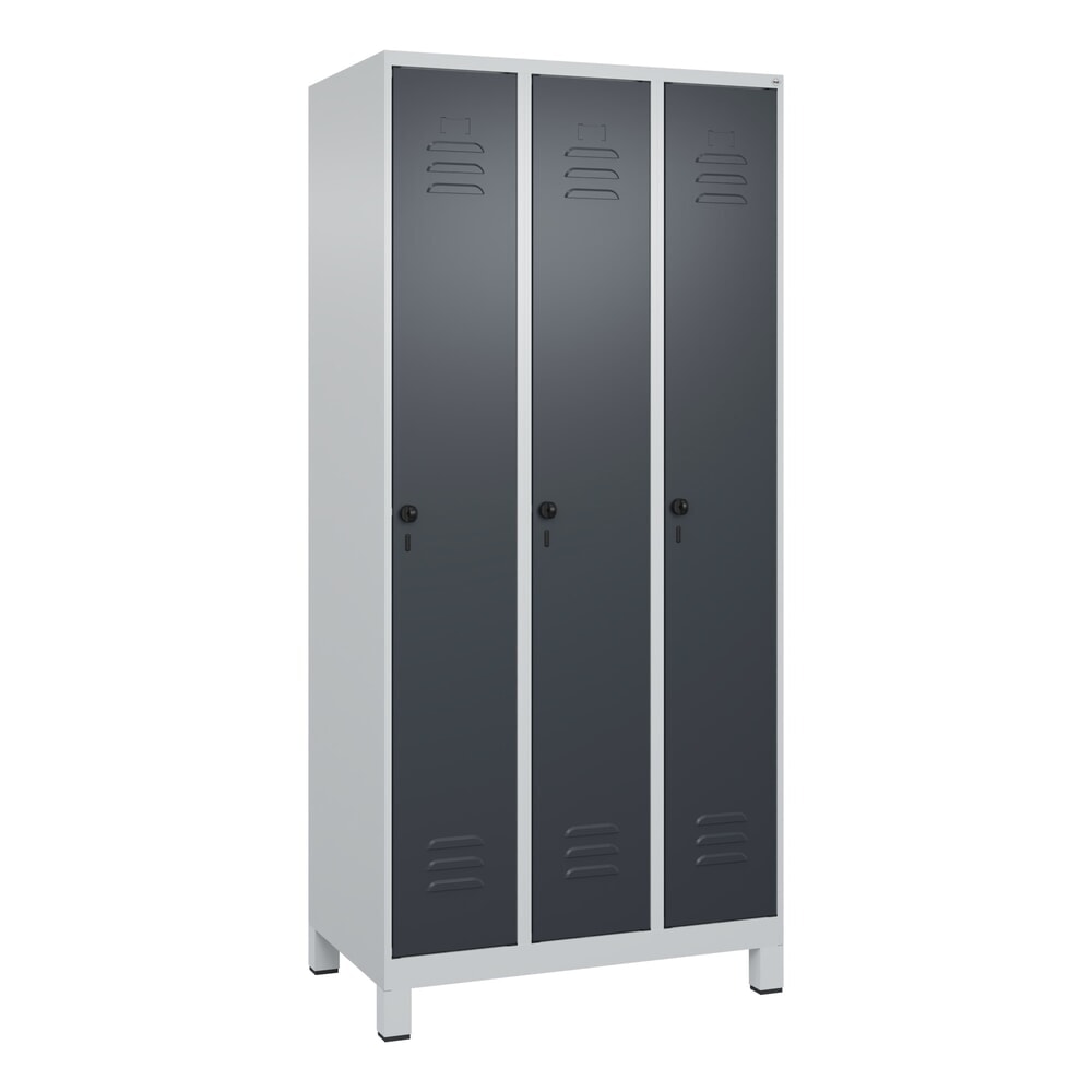 Produktabbildung Nr. 9: C+P Spind Classic PLUS, Füße, 3 Abteile, HxBxT 1.950 x 900 x 500 mm, lichtgrau, anthrazitgrau, für Vorhängeschloss, mit Mitteltrennwand