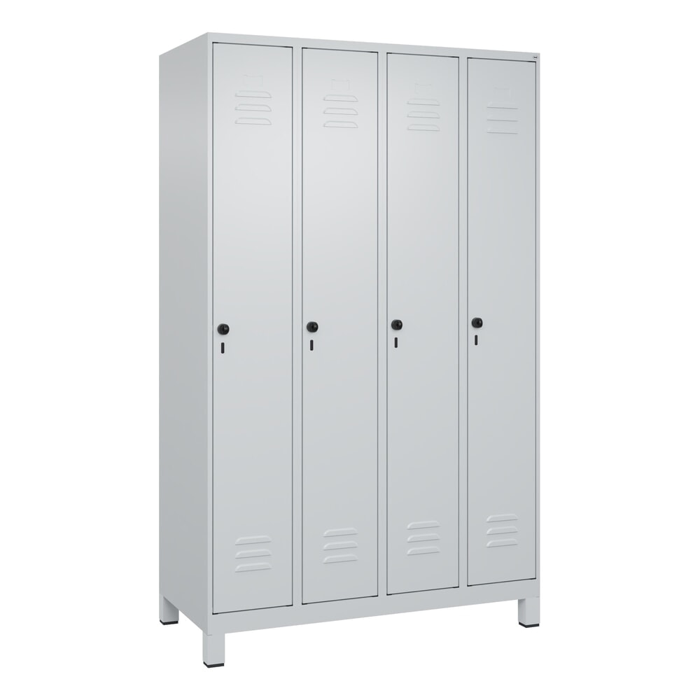 Produktabbildung Nr. 9: C+P Spind Classic PLUS, Füße, 4 Abteile, HxBxT 1.950 x 1.200 x 500 mm, lichtgrau, lichtgrau, für Vorhängeschloss, mit Mitteltrennwand