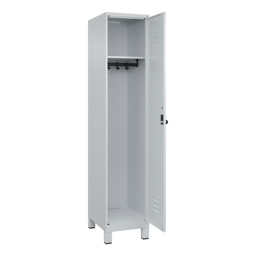 C+P Spind Classic PLUS, Füße, 1 Abteil, HxBxT 1.950 x 400 x 500 mm, lichtgrau, lichtgrau, für Vorhängeschloss, ohne Mitteltrennwand Produktabbildung: C+P Spind Classic PLUS, Füße, 1 Abteil, HxBxT 1.950 x 400 x 500 mm, lichtgrau, lichtgrau, für Vorhängeschloss, ohne Mitteltrennwand