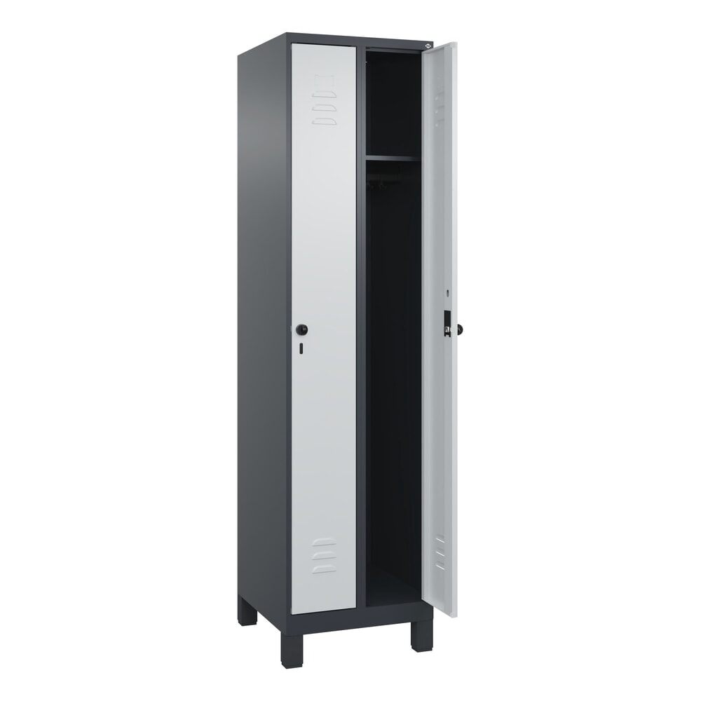 C+P Spind Classic PLUS, Füße, 2 Abteile, HxBxT 1.950 x 500 x 500 mm, anthrazitgrau, lichtgrau, für Vorhängeschloss, ohne Mitteltrennwand Produktabbildung Nr. 1: C+P Spind Classic PLUS, Füße, 2 Abteile, HxBxT 1.950 x 500 x 500 mm, anthrazitgrau, lichtgrau, für Vorhängeschloss, ohne Mitteltrennwand