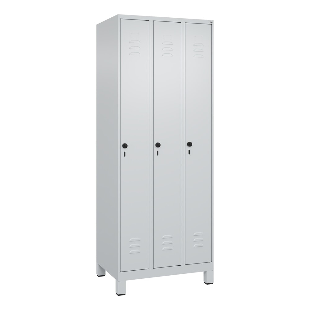 Produktabbildung Nr. 9: C+P Spind Classic PLUS, Füße, 3 Abteile, HxBxT 1.950 x 750 x 500 mm, lichtgrau, lichtgrau, für Vorhängeschloss, ohne Mitteltrennwand