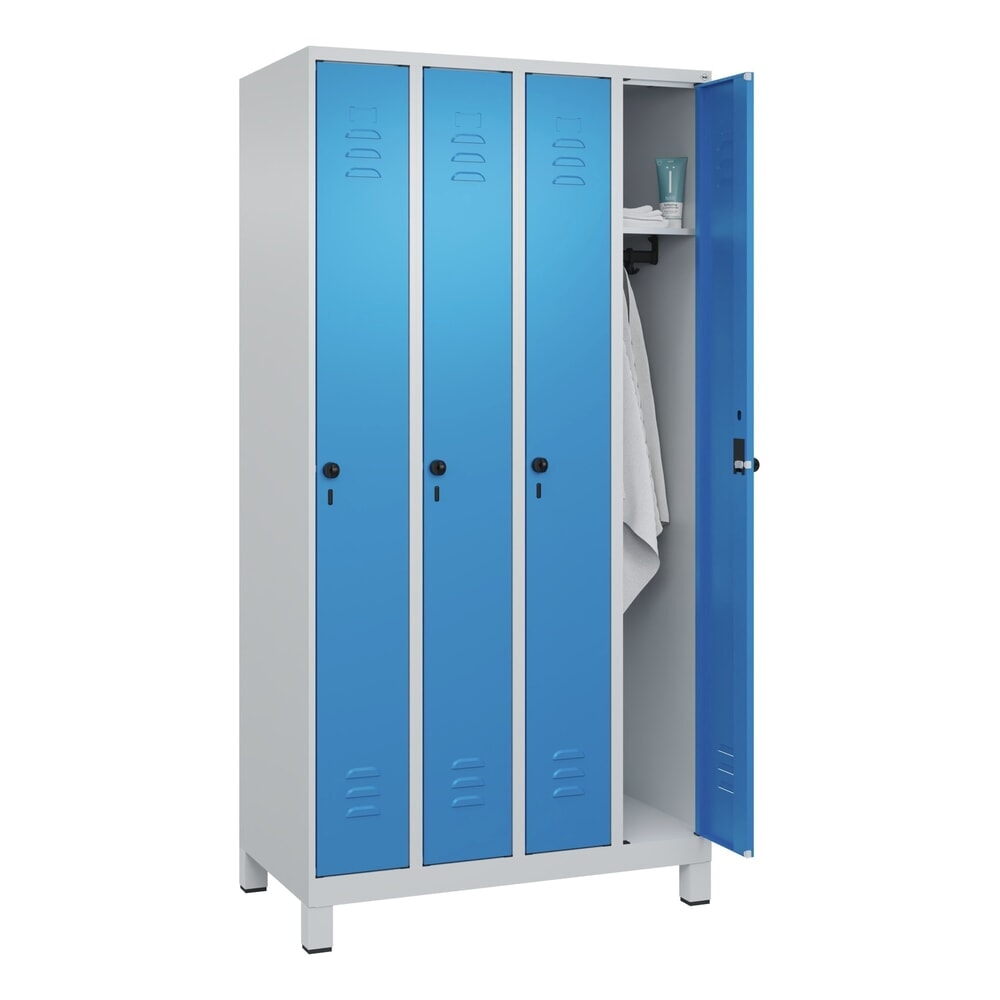 Produktabbildung Nr. 10: C+P Spind Classic PLUS, Füße, 4 Abteile, HxBxT 1.950 x 1.000 x 500 mm, lichtgrau, lichtblau, für Vorhängeschloss, ohne Mitteltrennwand