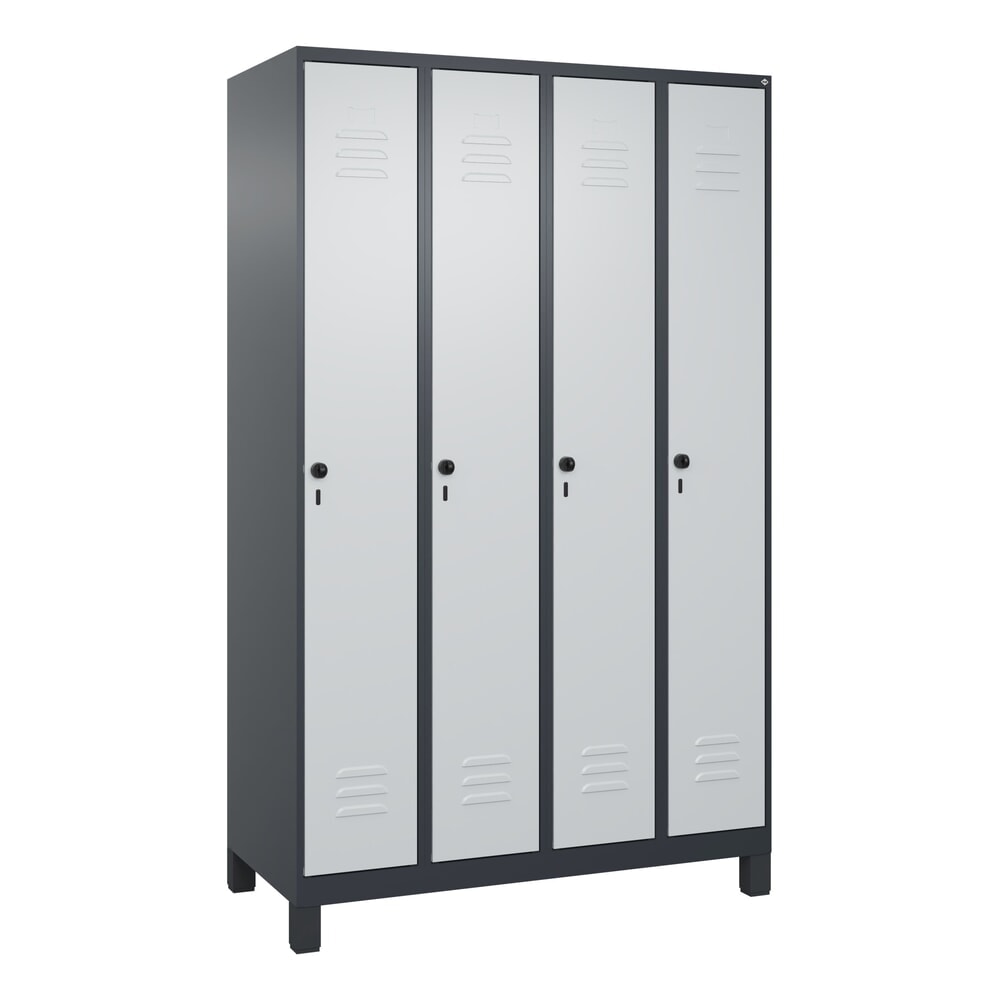 Produktabbildung Nr. 9: C+P Spind Classic PLUS, Füße, 4 Abteile, HxBxT 1.950 x 1.200 x 500 mm, anthrazitgrau, lichtgrau, für Vorhängeschloss, ohne Mitteltrennwand