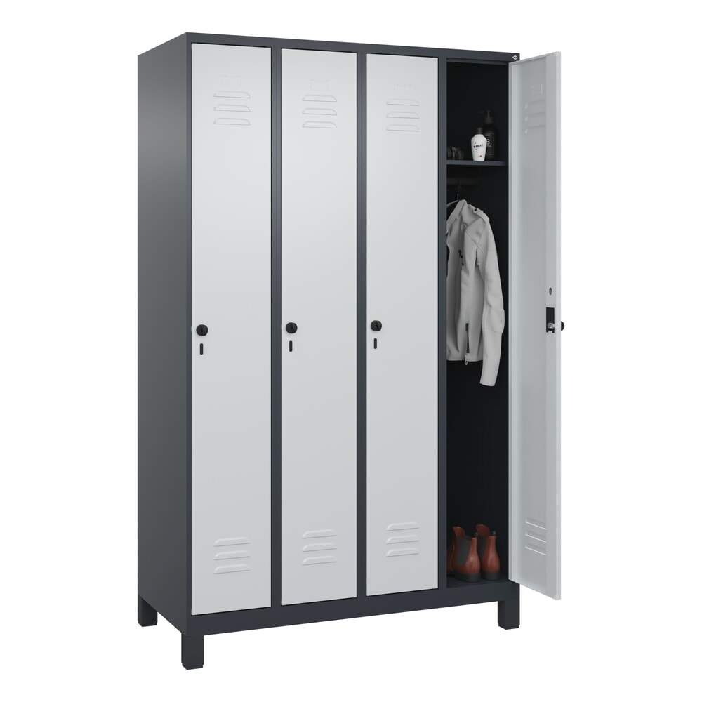 Produktabbildung Nr. 10: C+P Spind Classic PLUS, Füße, 4 Abteile, HxBxT 1.950 x 1.200 x 500 mm, anthrazitgrau, lichtgrau, für Vorhängeschloss, ohne Mitteltrennwand
