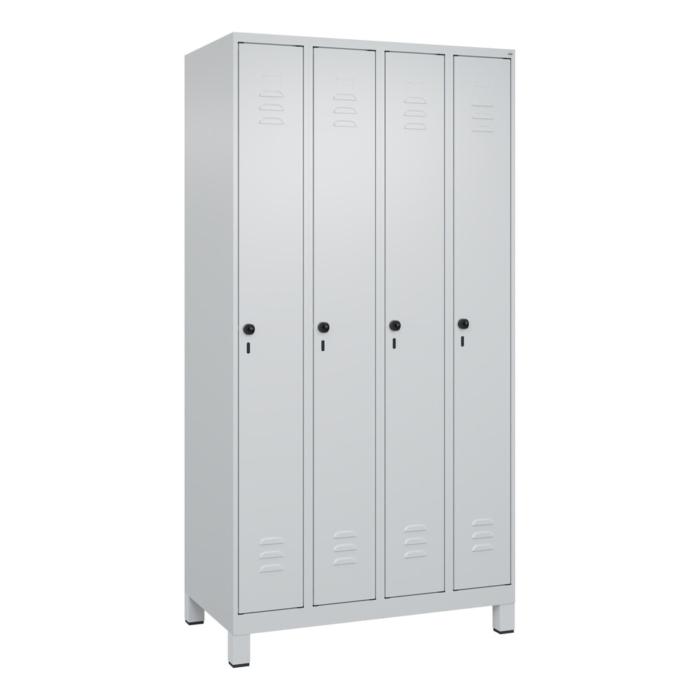 Produktabbildung Nr. 9: C+P Spind Classic PLUS, Füße, 4 Abteile, HxBxT 1.950 x 1.000 x 500 mm, lichtgrau, lichtgrau, für Vorhängeschloss, ohne Mitteltrennwand