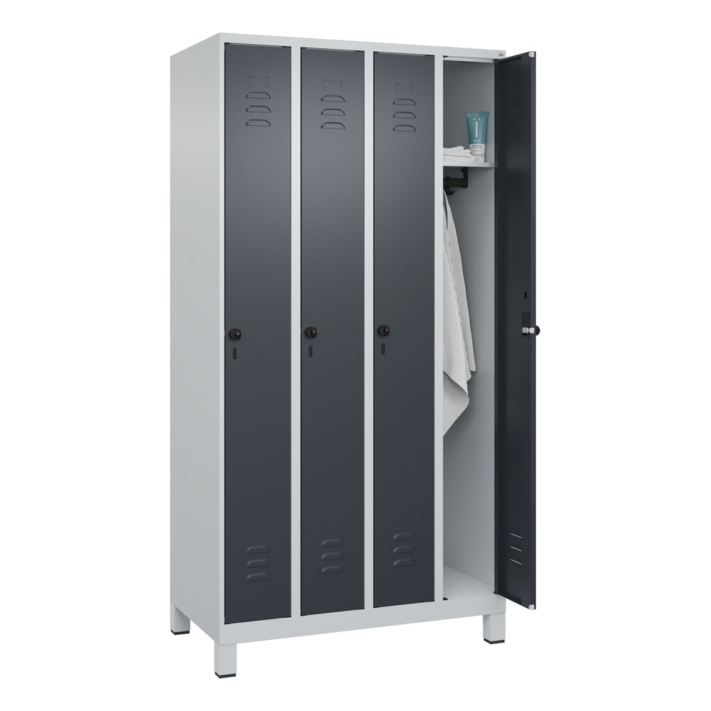 Produktabbildung Nr. 10: C+P Spind Classic PLUS, Füße, 4 Abteile, HxBxT 1.950 x 1.000 x 500 mm, lichtgrau, anthrazitgrau, für Vorhängeschloss, ohne Mitteltrennwand