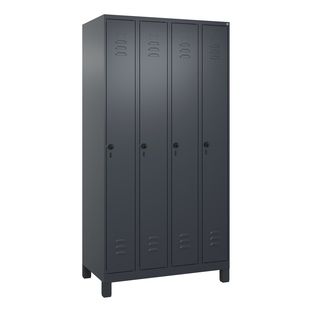 Produktabbildung Nr. 9: C+P Spind Classic PLUS, Füße, 4 Abteile, HxBxT 1.950 x 1.000 x 500 mm, anthrazitgrau, anthrazitgrau, für Vorhängeschloss, ohne Mitteltrennwand