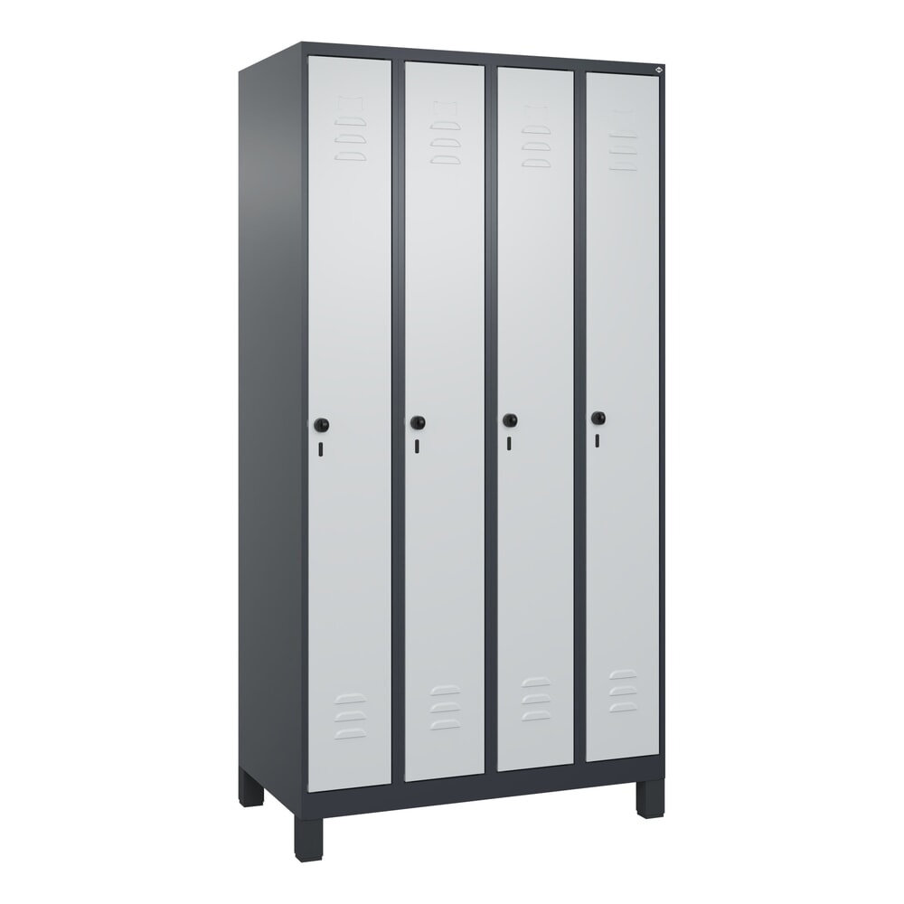Produktabbildung Nr. 9: C+P Spind Classic PLUS, Füße, 4 Abteile, HxBxT 1.950 x 1.000 x 500 mm, anthrazitgrau, lichtgrau, für Vorhängeschloss, ohne Mitteltrennwand