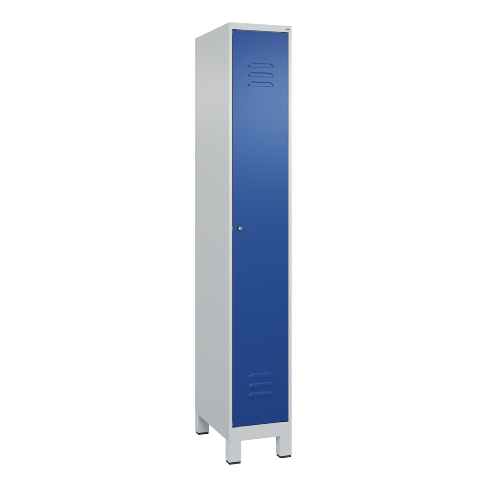 Produktabbildung Nr. 9: C+P Spind Classic PLUS, Füße, 1 Abteil, HxBxT 1.950 x 300 x 500 mm, lichtgrau, enzianblau, Zylinderschloss, mit Mitteltrennwand