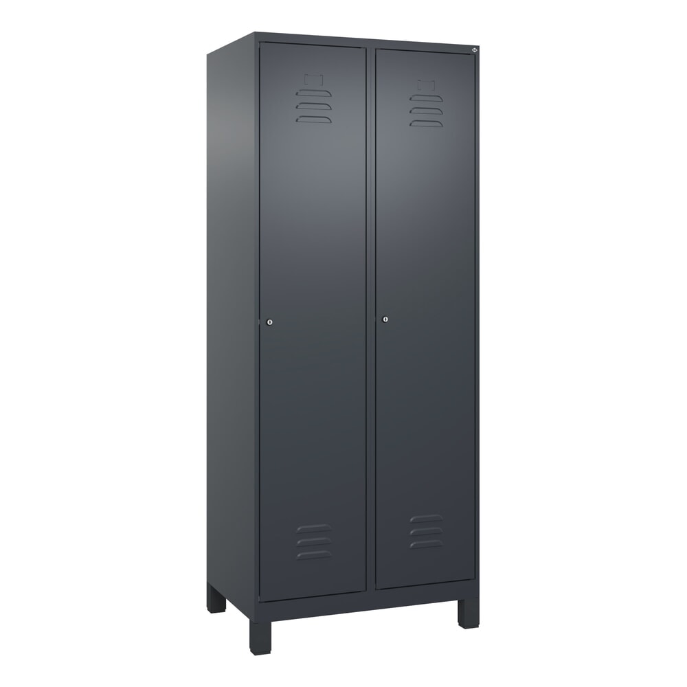 Produktabbildung Nr. 8: C+P Spind Classic PLUS, Füße, 2 Abteile, HxBxT 1.950 x 800 x 500 mm, anthrazitgrau, anthrazitgrau, Zylinderschloss, mit Mitteltrennwand