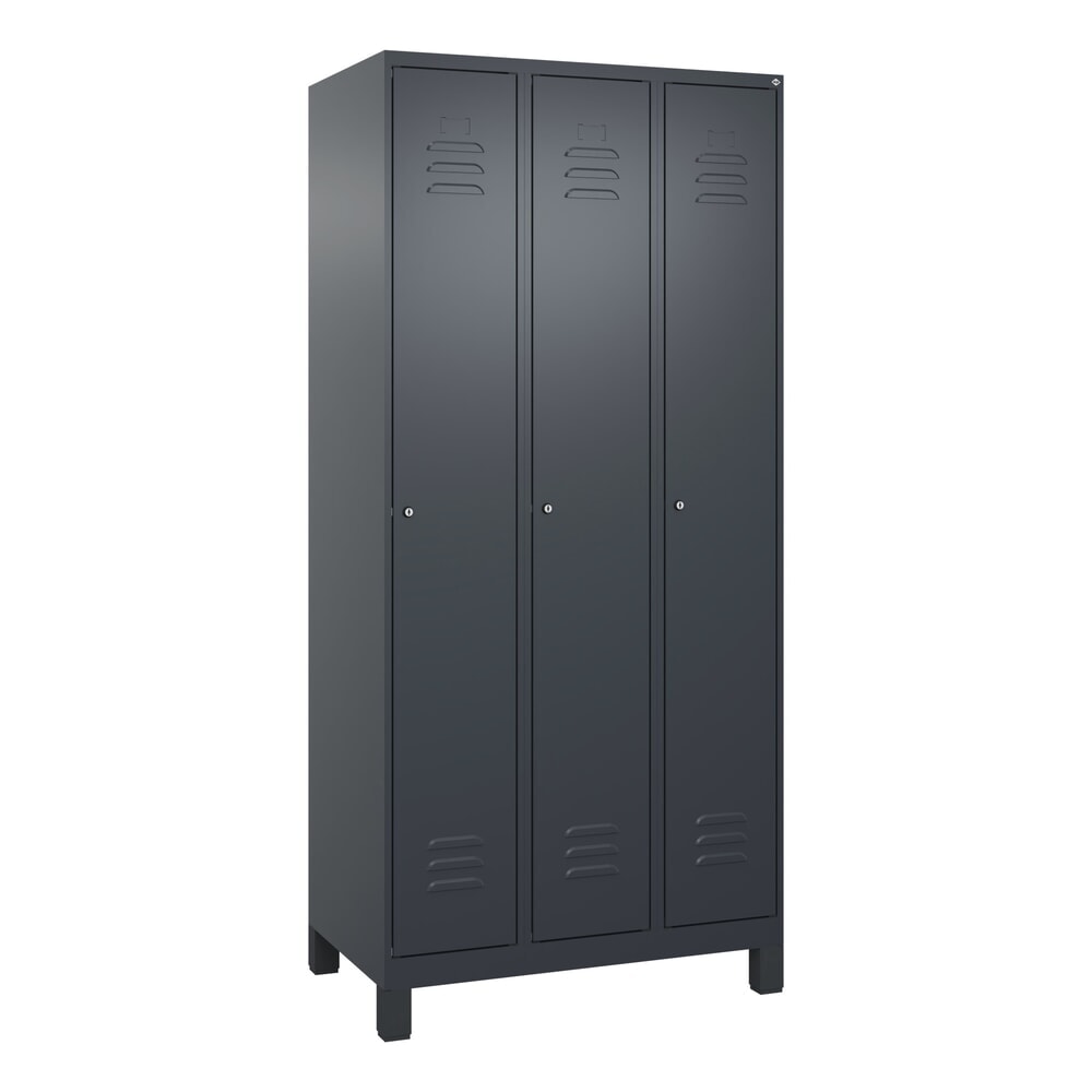 Produktabbildung Nr. 9: C+P Spind Classic PLUS, Füße, 3 Abteile, HxBxT 1.950 x 900 x 500 mm, anthrazitgrau, anthrazitgrau, Zylinderschloss, mit Mitteltrennwand