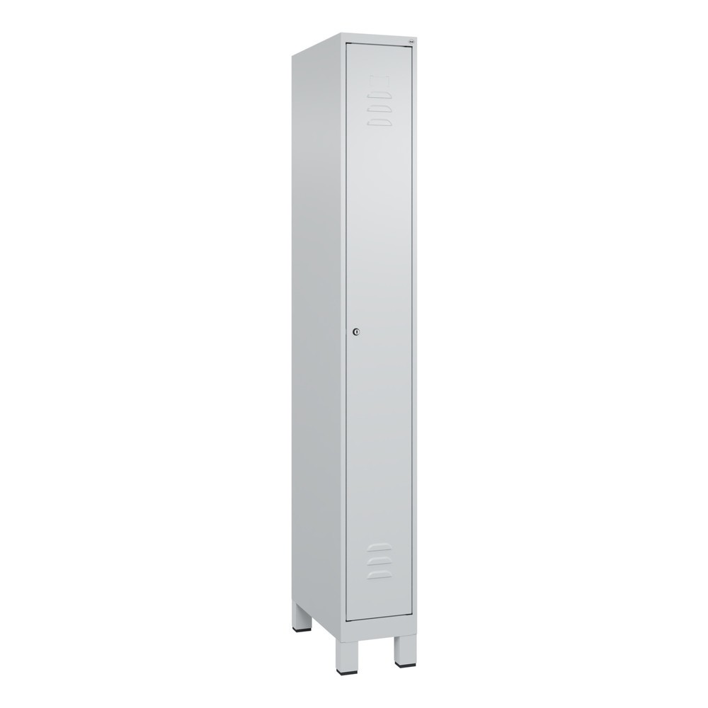 Produktabbildung: C+P Spind Classic PLUS, Füße, 1 Abteil, HxBxT 1.950 x 250 x 500 mm, lichtgrau, lichtgrau, Zylinderschloss, ohne Mitteltrennwand