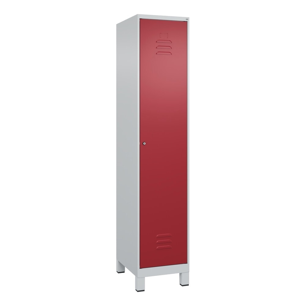 Produktabbildung Nr. 8: C+P Spind Classic PLUS, Füße, 1 Abteil, HxBxT 1.950 x 400 x 500 mm, lichtgrau, rubinrot, Zylinderschloss, ohne Mitteltrennwand